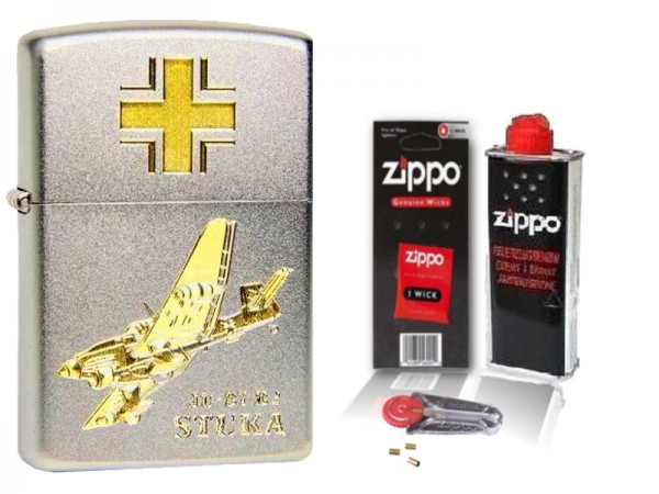 Zippo Kampfflugzeug STUKA JU 87 Gravur mit Zubehör L