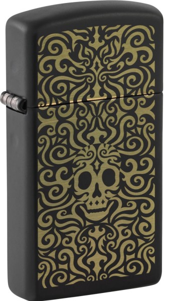 Zippo Feuerzeug Gelasert Skull Slim