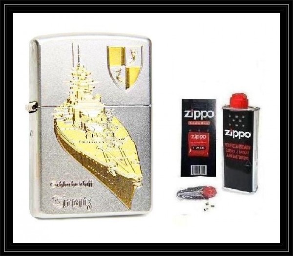 Zippo ® Feuerzeug Schlachtschiff Tirpitz Gravur mit Zubehör Set L