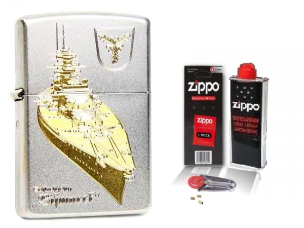 Zippo Feuerzeug Schlachtschiff Bismarck mit Zubehör L