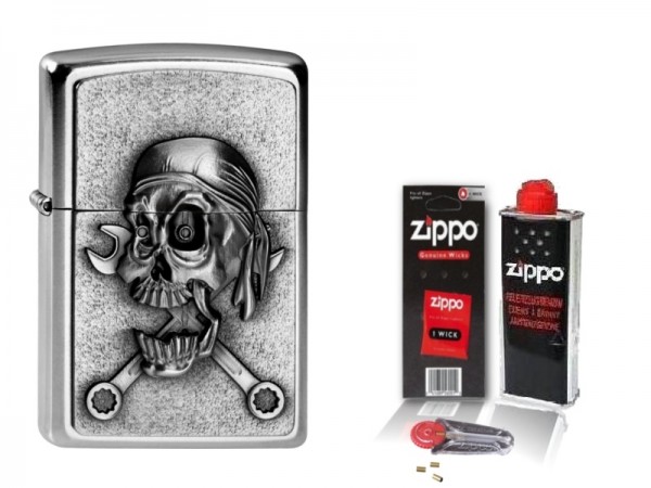 Zippo Feuerzeug Mechanic Skull mit Zubehör L