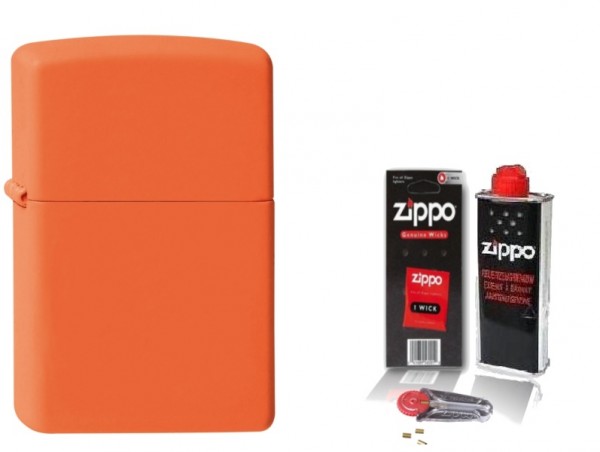 Zippo ® Feuerzeug Orange Matte & Zubehör L