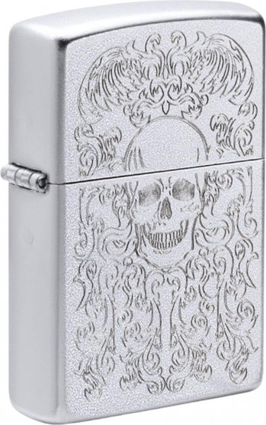 Zippo Feuerzeuge Satin Chrome Skull