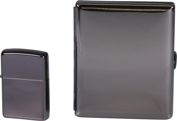 Zippo Feuerzeug Ebony mit Zigaretten-Etui in Geschenk-Set