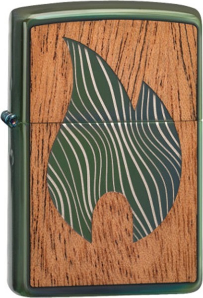Zippo Feuerzeug Wood Emblem Flame beidseitig