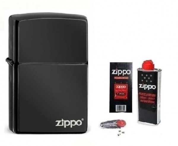 Zippo ® Feuerzeug Ebony Logo & Zubehör L