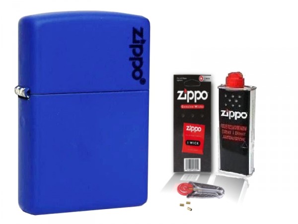 Zippo ® Feuerzeug Royal Blue Matte Logo & Zubehör L