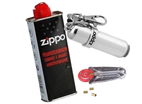 Zippo Powerkit mit Zippo Benzin und Zippo Feuersteine