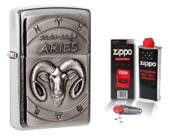 Zippo Sternzeichen Widder Emblem mit Zubehör L