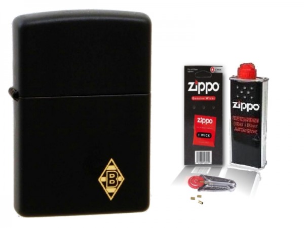 Zippo Borussia Mönchengladbach Black Matte mit Zubehör L