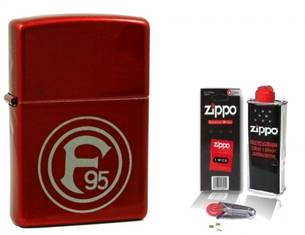 Zippo F 95 Fortuna Düsseldorf Candy Apple mit Zubehör L