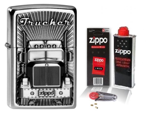 Zippo Feuerzeug Zippo Trucker Emblem mit Zubehör L