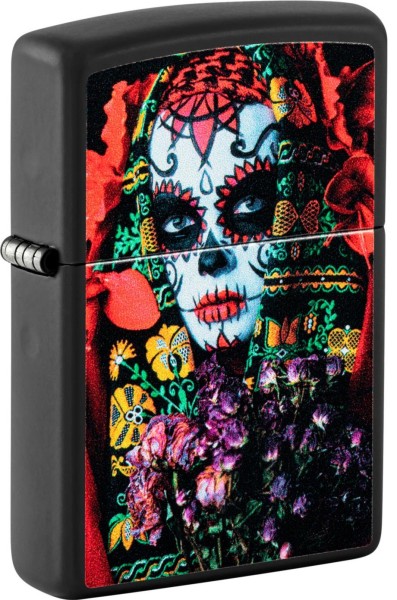 Zippo Feuerzeug Sugar Skull Woman Glow in the Dark Blue