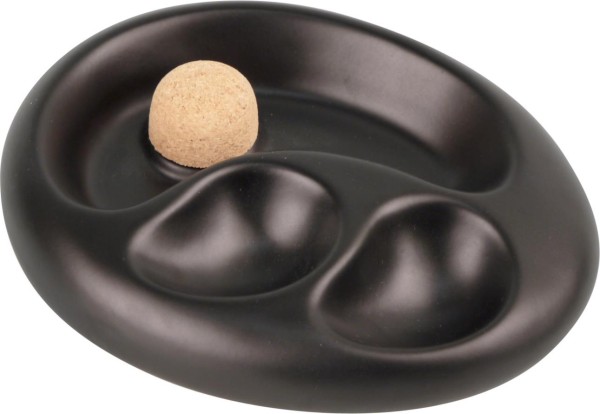 Pfeifenascher Keramik oval schwarz/matt