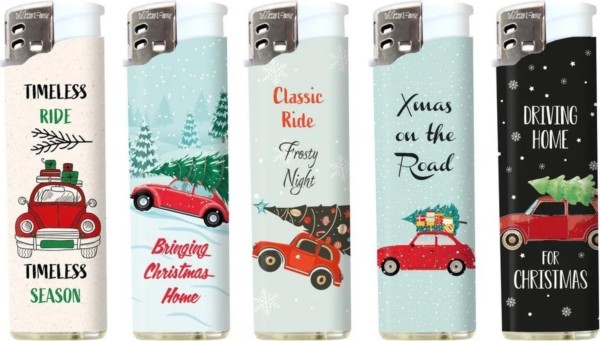 5x WF Piezo-Feuerzeug Christmas Car sortiert