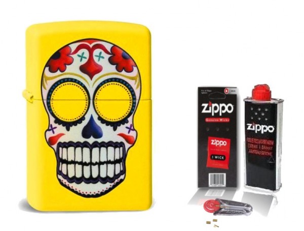 Zippo Feuerzeug Day Of Dead Lemon mit Zubehör L