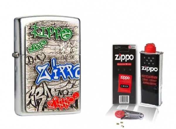 Zippo Feuerzeug Graffiti Emblem mit Zubehör L